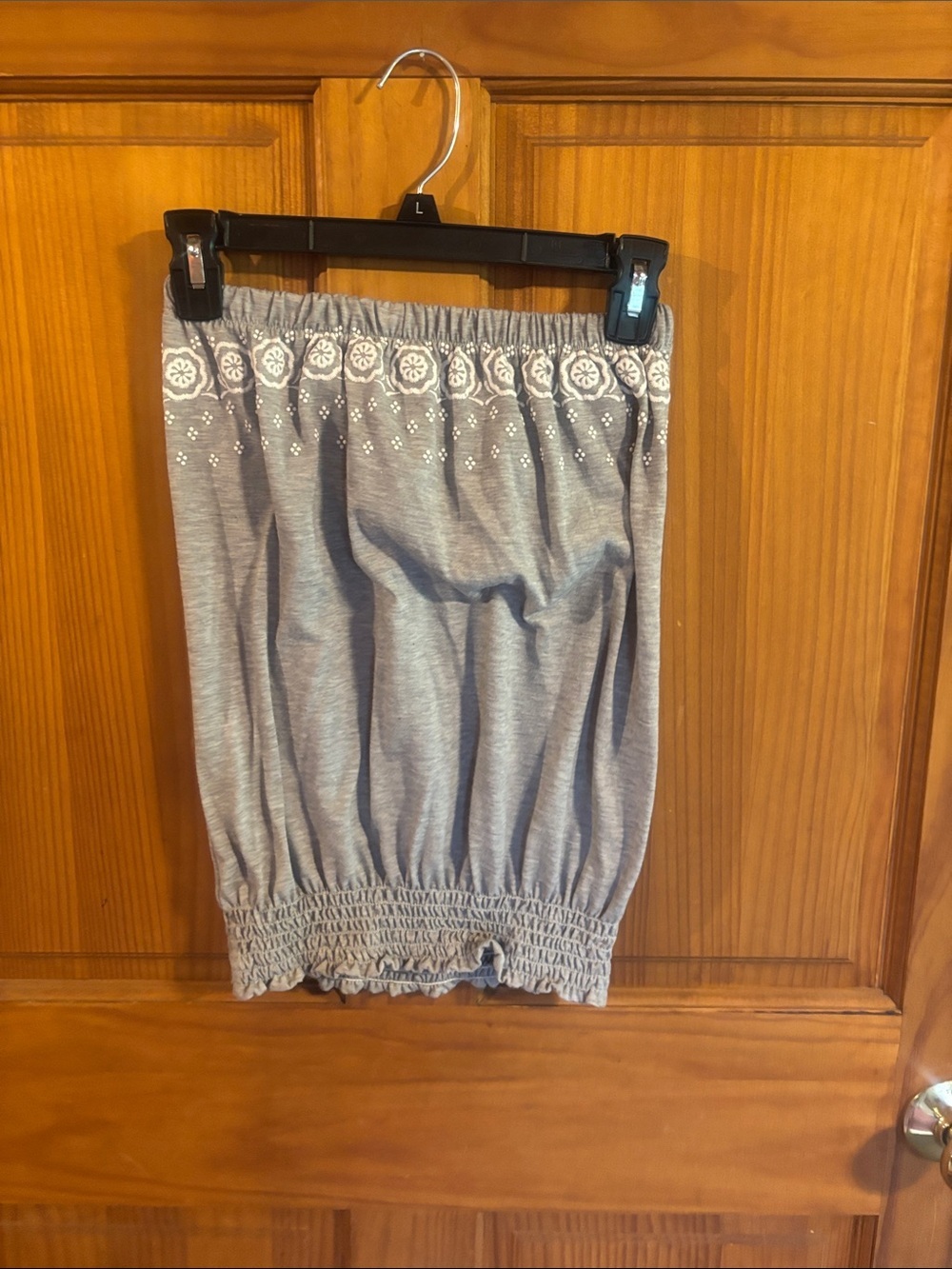 Maurices Gray Tube Top with White Embroidered Detail